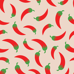 Seamless pattern with red hot peppers