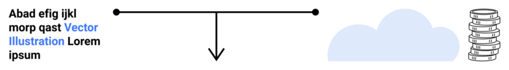 Horizontal arrow directing data flow between a cloud storage icon and server stack. Ideal for cloud computing, data transfer, storage solutions, networking, information technology, server management