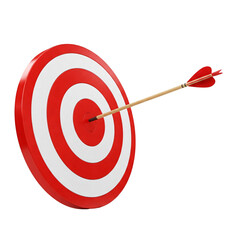 Arrow hitting the target isolated on transparent background 