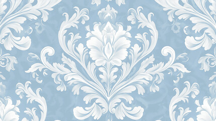 White damask pattern on a blue background