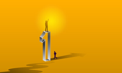 This businessman is number one. He has achieved great
success in business, increasing profits and investments.  
The financial concept of success.
 Vector illustration