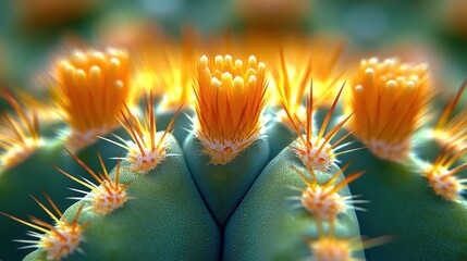 A close up image of a cactus plant with flowers