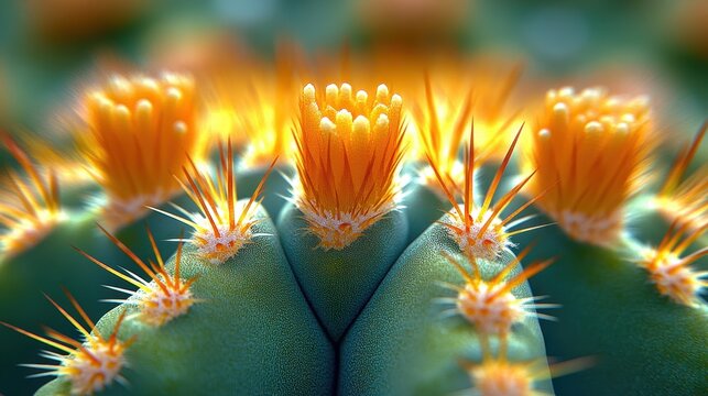 A close up image of a cactus plant with flowers