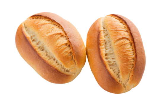 Two Fresh Bread Rolls Isolated on White Background