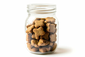 Dog Biscuits in a Glass Jar, isolated on a white background