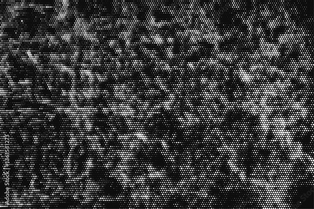 Fototapete halftone screen texture with perfect circles. eroded texture background, made from scan of charcoal 