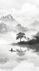 Embracing Emptiness: A Stark Monochromatic Landscape Echoing the Zen Concept of Xu