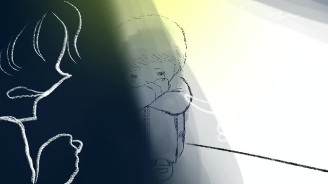 両親の精神的DV、言葉の暴力に泣き出す子供のアニメ