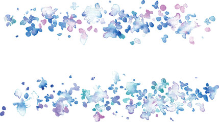 あじさいの水彩イラスト。紫陽花のベクターイラスト背景。水彩タッチで描いた梅雨のアジサイ。Watercolor illustration of hydrangea. Hydrangea vector illustration background. Hydrangea in rainy season with watercolor touch.