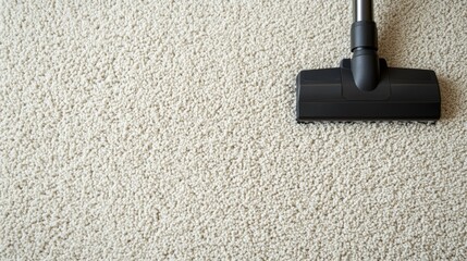 Cozy home interior showing thorough carpet cleaning with a modern vacuum appliance