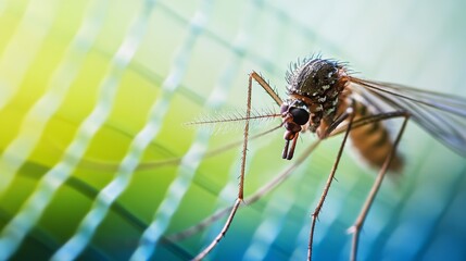 Detailed close up view showcasing a robust protective mosquito barrier grid installation