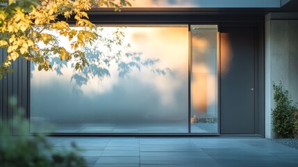 Exterior House Window with Reflective Foil Surface Producing Dramatic Light Effects