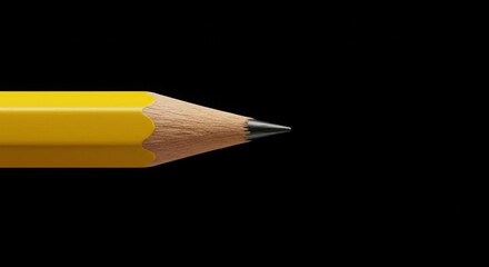 Close-up of a sharpened yellow pencil.
