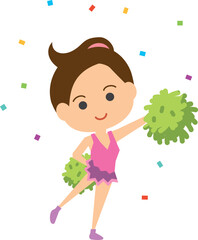 笑顔で踊っているチアガールのイメージイラスト