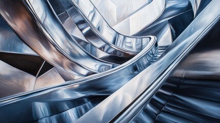 Modern metal escalator abstract design