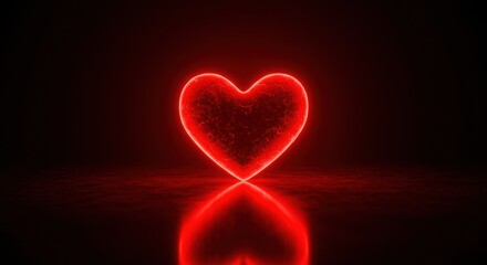 Fototapeta premium Fiery red heart glows in the dark.