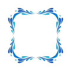 Abstract Water Splash Frame Vector Design. Blue Liquid Wave Border Decoration