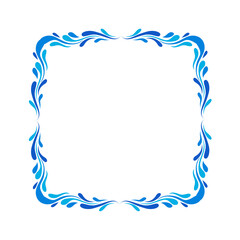 Abstract Water Splash Frame Vector Design. Blue Liquid Wave Border Decoration