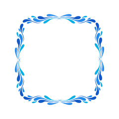 Abstract Water Splash Frame Vector Design. Blue Liquid Wave Border Decoration