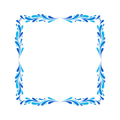 Abstract Water Splash Frame Vector Design. Blue Liquid Wave Border Decoration