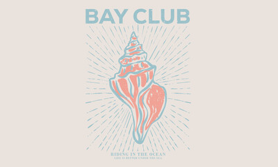 Bay club art. Seashell vintage artwork. Summer vibes artwork. Seashell line drawing. Beach modern abstract art. 