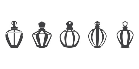 Perfume Bottle Icons Silhouette Vector Set