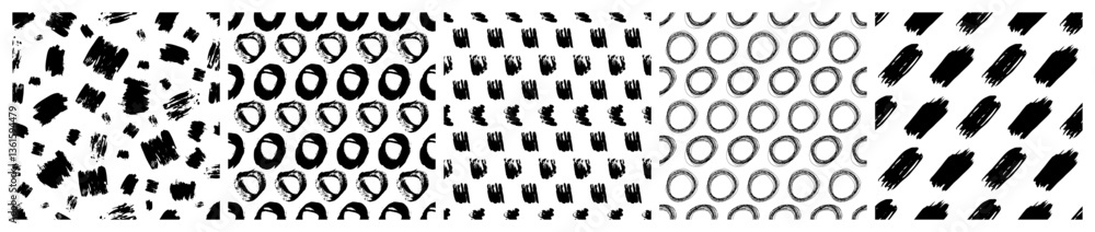Poster set of seamless patterns with scribble smears