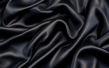 Obraz premium Elegant black silk fabric with smooth, flowing texture and rich sheen.