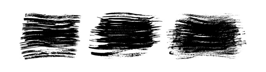 Set of black hand drawn brush strokes