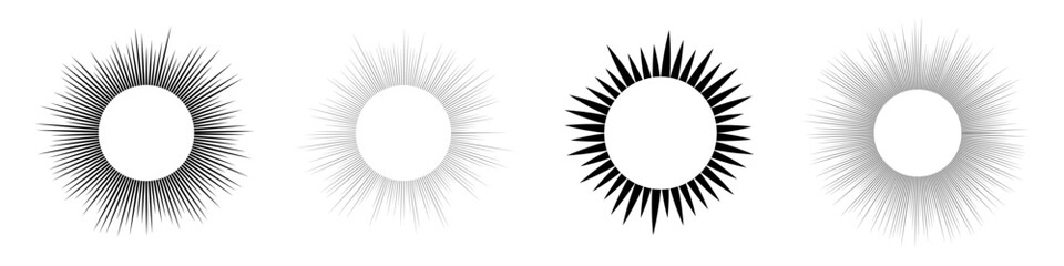 Set of sun symbols on white background