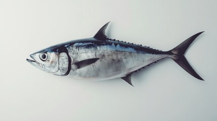 Naklejka premium A monochrome drawing of a tuna, presented on a white canvas