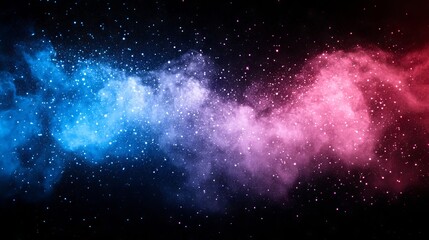Red, white, and blue smoke drifting over a black background