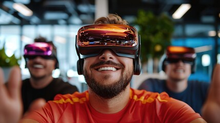 Exciting ai-generated virtual reality experience modern tech hub digital interaction immersive environment engaging viewpoint