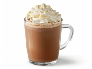 Delicious Hot Chocolate with Whipped Cream Topping in Glass Mug