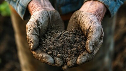 Obraz premium Hands Holding Soil: A Testament to Farming's Legacy