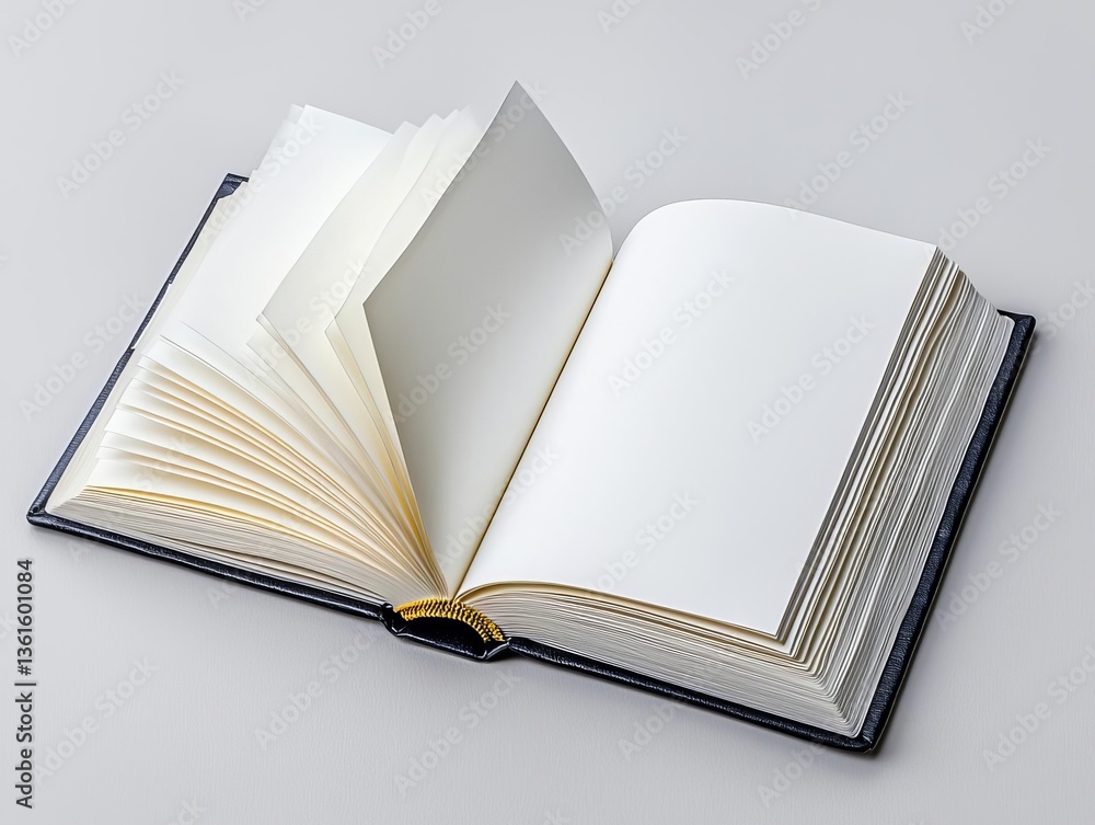 Poster an open empty book with blank pages ready for writing or drawing.