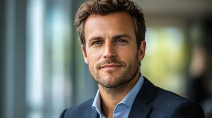 Fototapeta premium Confident business professional in formal attire, embodying leadership and professionalism.