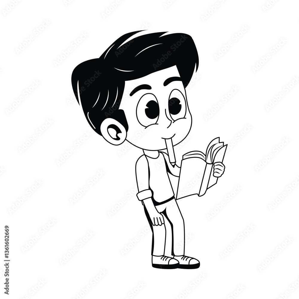 Poster deep in thought vector style outline illustration. eps 10 file