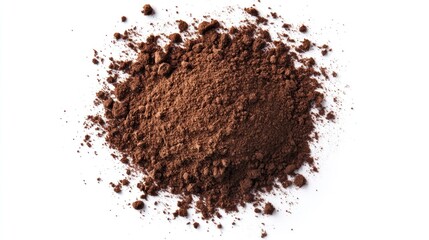Pile of cocoa powder on white background