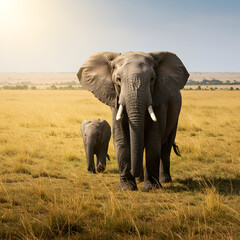 Obraz premium The Giant Elephant Roaming the African Plains