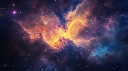 Fototapeta premium Vibrant cosmic nebula displaying colorful gas and dust in deep space during a stellar formation
