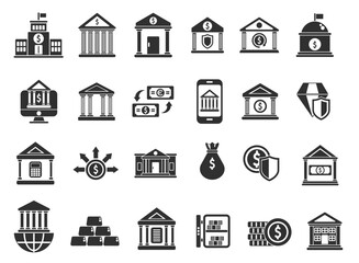 Bank silhouette white background . vector. editable