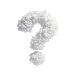 A whimsical white cloud shaped like a question mark against a vivid blue sky Playful and surreal concept for creative projects