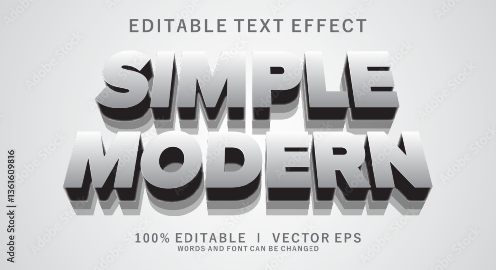 Poster simple modern vector text effect with modern style design