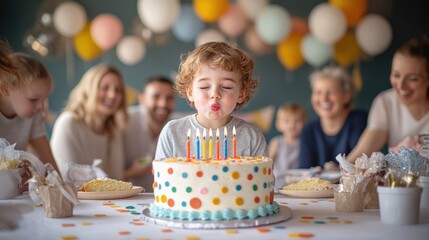 Child blowing out birthday candles