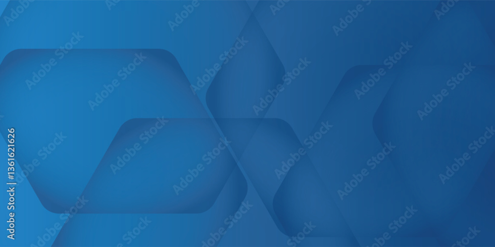 Poster modern abstract blue background with glowing geometric lines. blue gradient hexagon shape design. ve