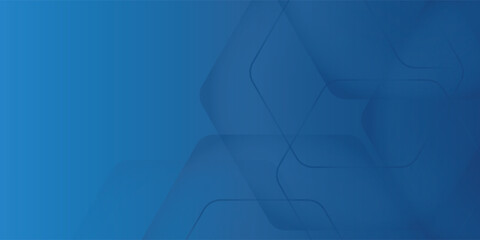 Modern abstract blue background with glowing geometric lines. Blue gradient hexagon shape design. Vector illustration. eps10.
