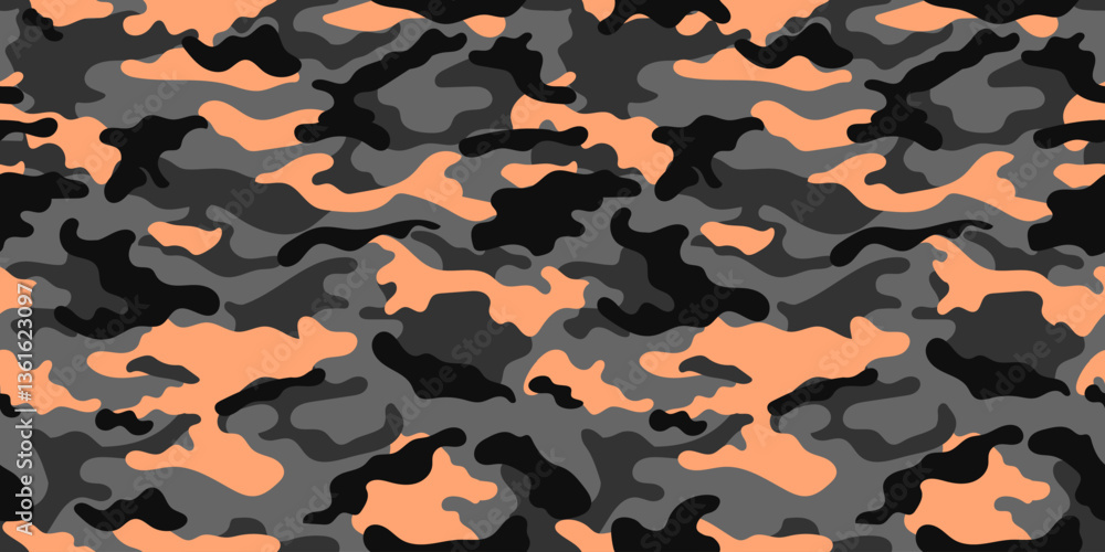 Poster tangerine camouflage seamless pattern. vector military pattern for army and textiles