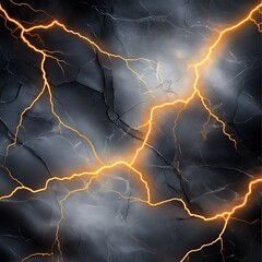 Fototapeta premium Glowing Orange Lightning Bolts on Dark Grey Marble Texture Background