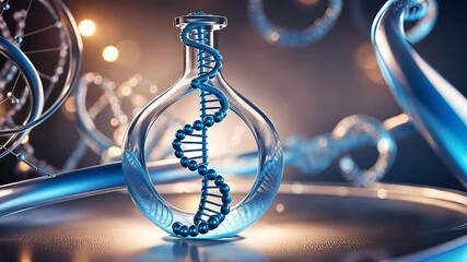shimmering blue liquid dna molecule - Powered by Adobe